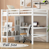 Bellemave® Full Size Loft Bed with Multifunction Shelves and Under - bed Desk - Bellemave